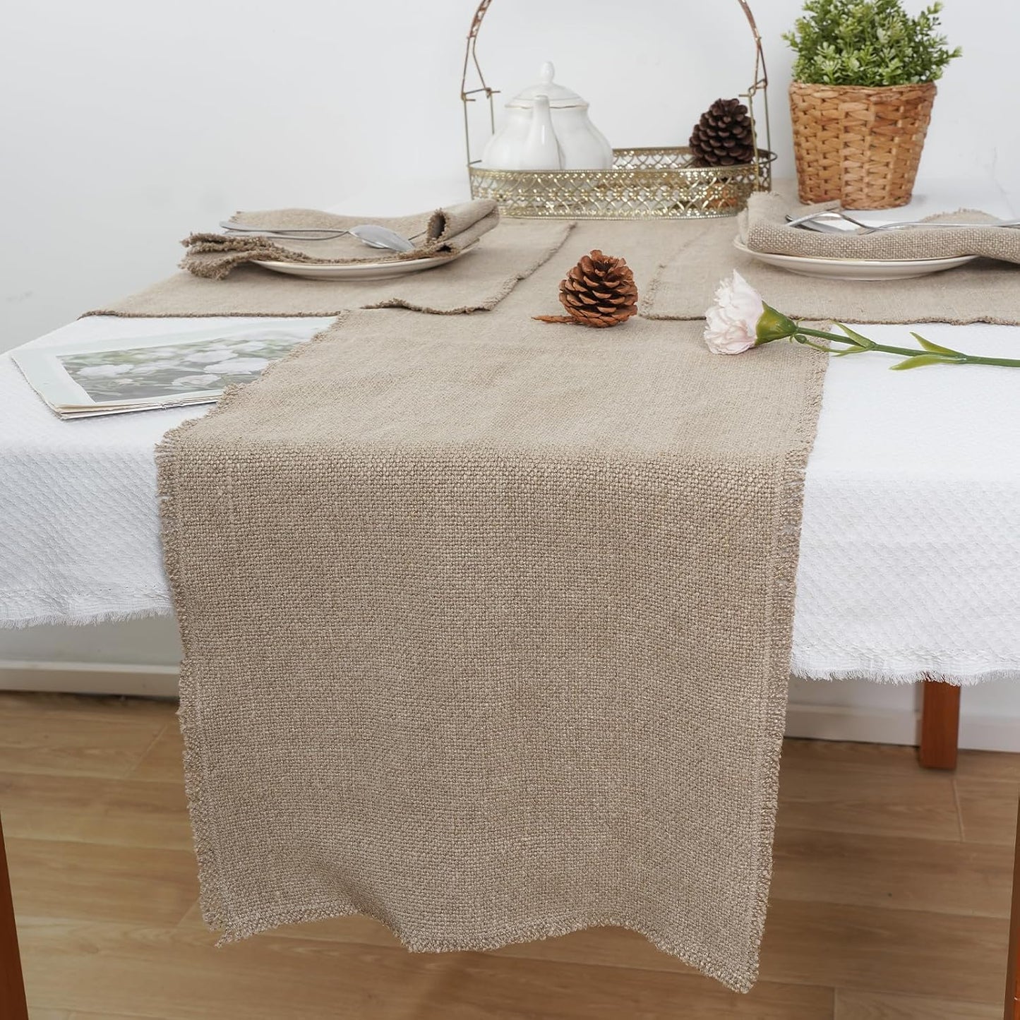 100% Pure Linen Table Runner 106 Inches Long-Super Thick Noble 14 x 106 Inch Cloth Dining Table Runner for Wedding, Parties, Everyday, Holidays