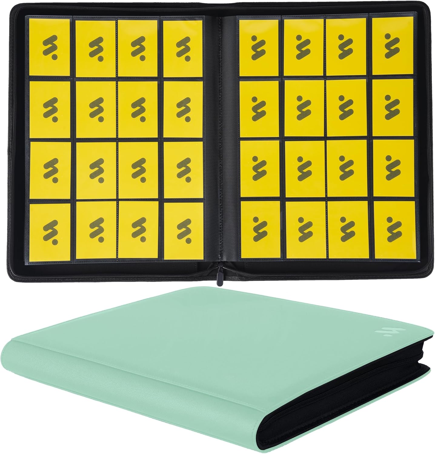 Premium 1000+ Pockets Card Binder,16 Pockets Trading Card Binder Ringless Side Loading Trading Card Album Folder for TCG - Light Green