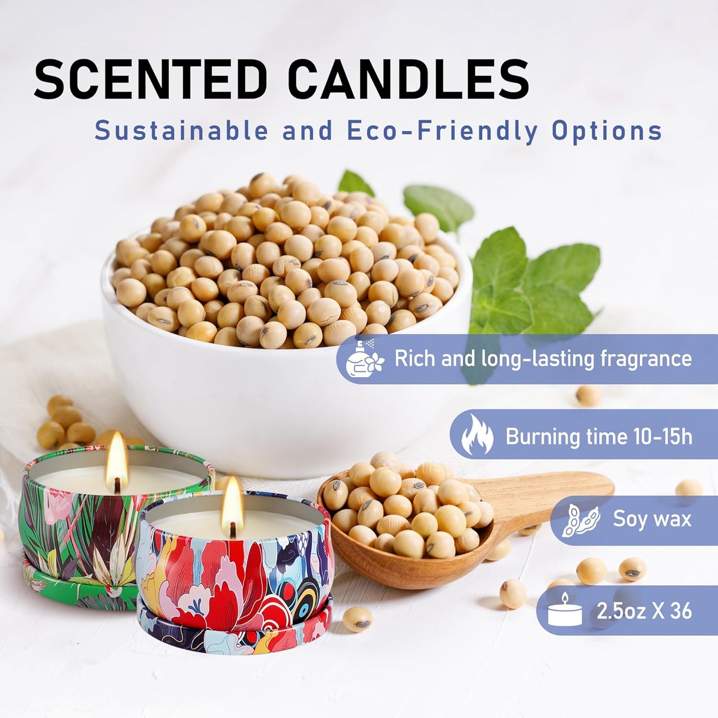 36-Pack Scented Candles Gift Set – 2.5oz Long-Lasting Soy Wax Candles with Essential Oils | Aromatherapy for Relaxation, Stress Relief & Sleep | Home Decor, Gifts for Women, Mom, Wife, Friends