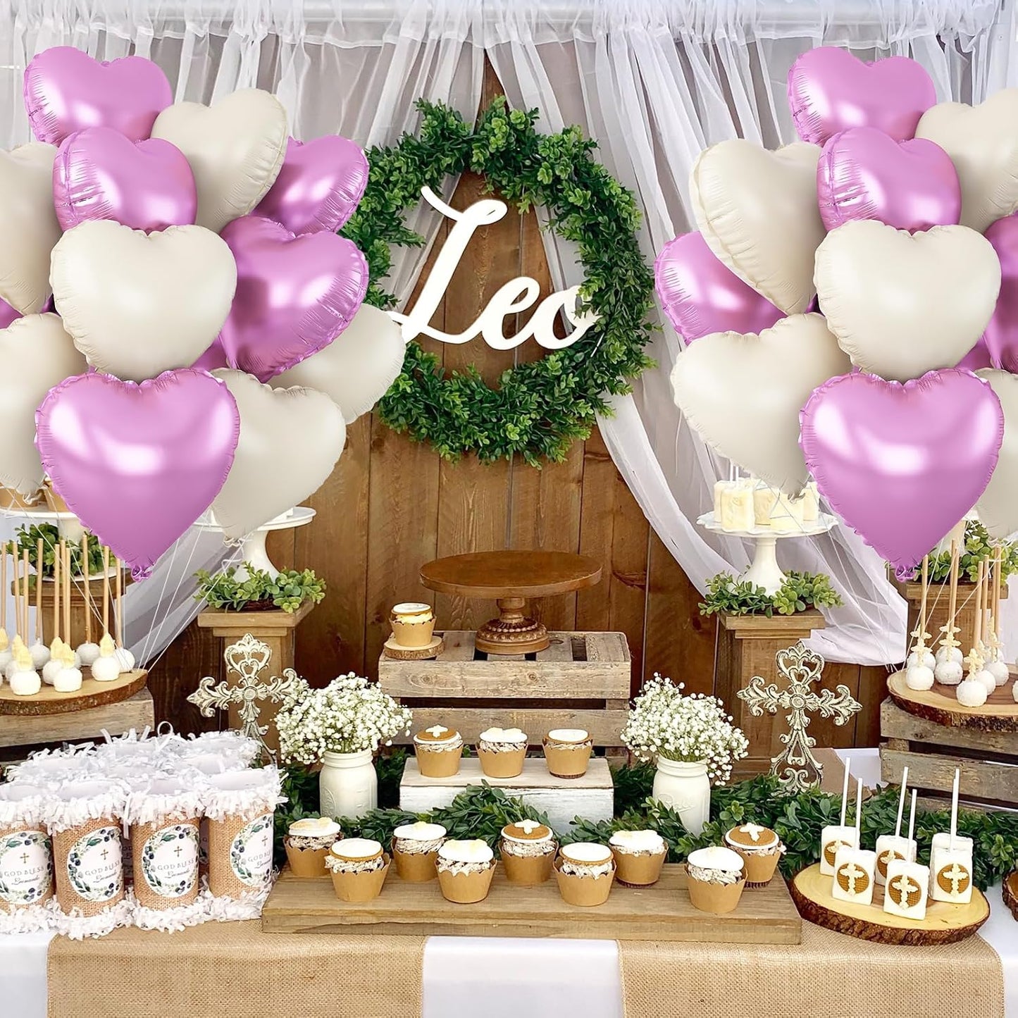 Purple Cream White Heart Balloons,12Pcs 18Inch Cream Purple Sand White Heart Shaped Foil Helium Balloons for Baby Shower Birthday Anniversary Wedding Engagement Party Decorations