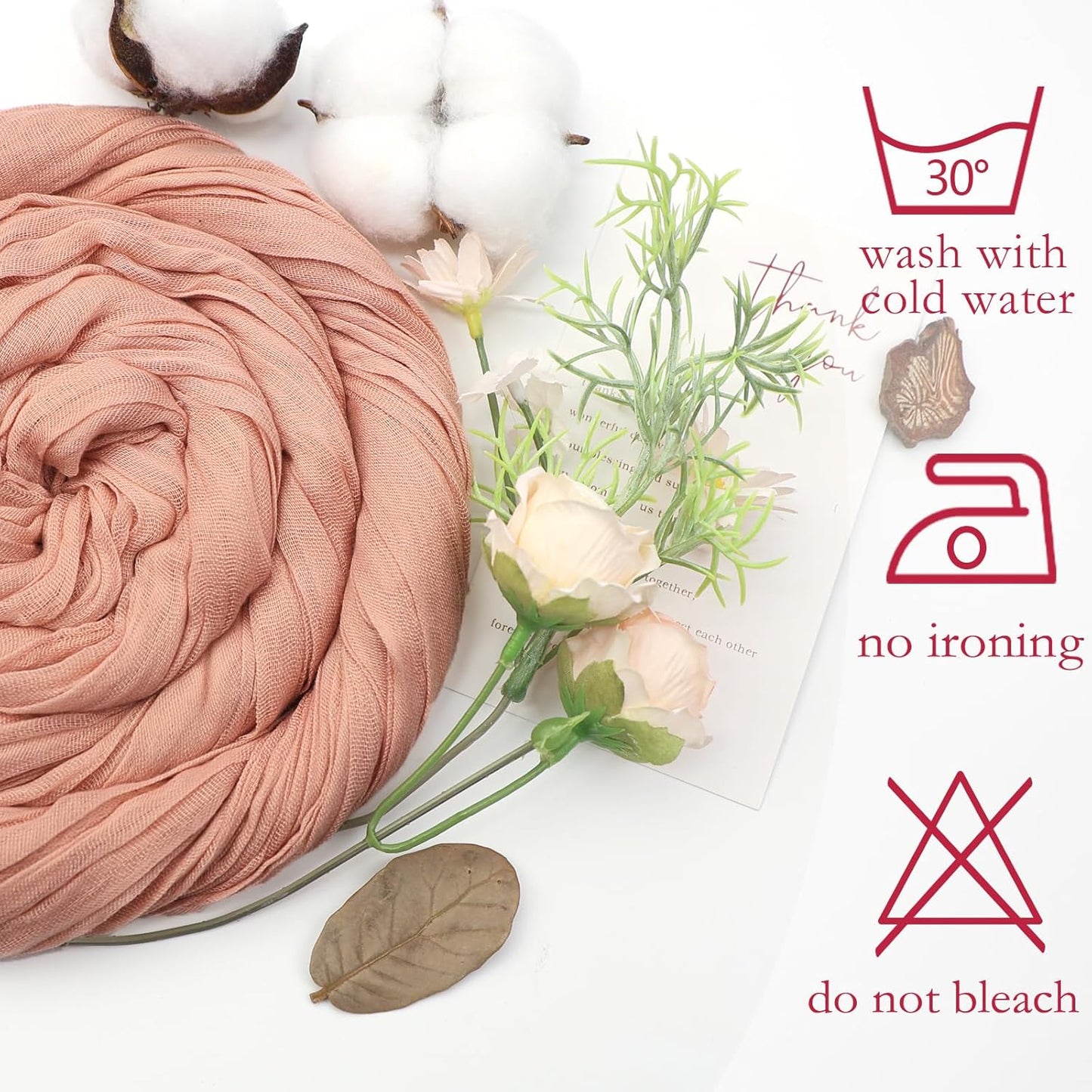 12 Pack Peach Cheesecloth Table Runner 10ft Boho Gauze Fabric Cheese Cloth Table Runner 35 x 120 Inch Rustic Sheer Runner for Romantic Wedding Decor Baby Shower Party Table Centerpiece Decoration