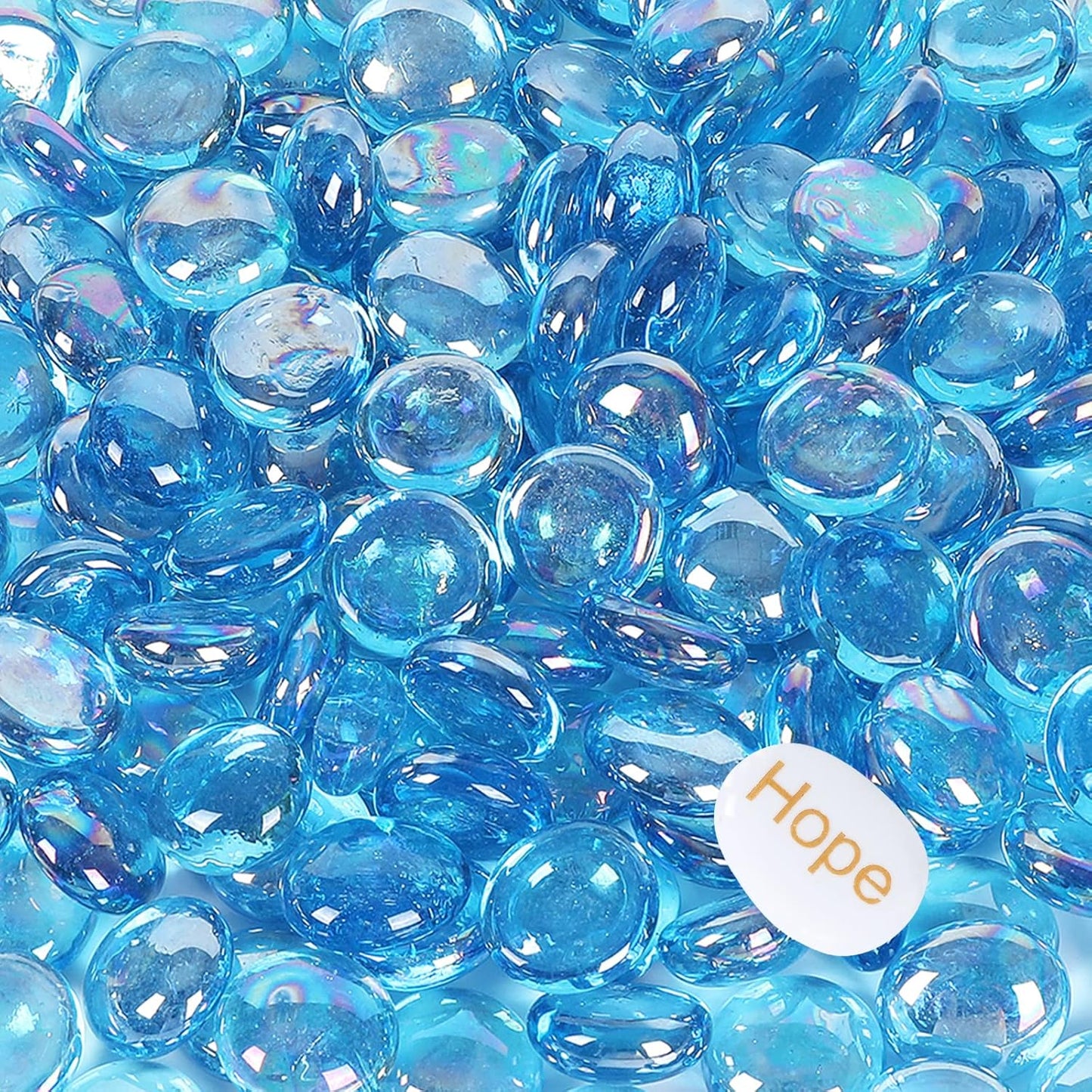 5LB Fire Glass Beads Flat Glass Marbles for Outdoor Fire Pit and Fireplace, Glass Gemstones for Vase Filler, Aquariums, Hydroponics Plants, Home Decor and Christmas DIY Craft, Turquoise