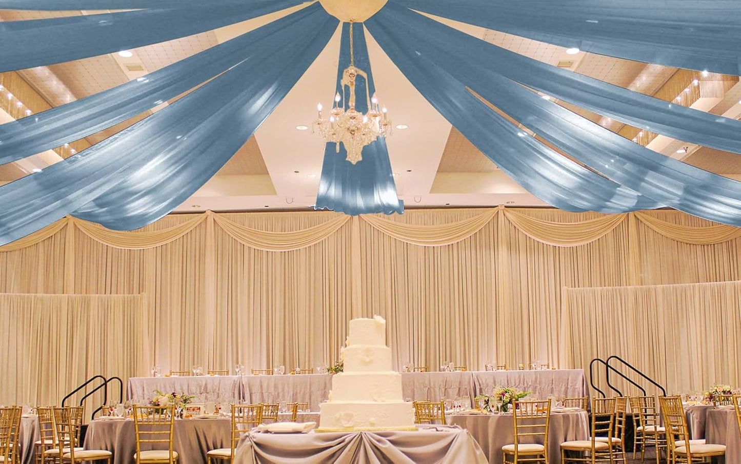 6 Panels Dusty Blue Ceiling Drapes for Wedding 5ftx15ft Ceiling Drapes Wedding Arch Draping Fabric Cheesecloth Sheer Curtain Romantic Ceiling Decorations for Weddings Party Banquet Ceremony Stage