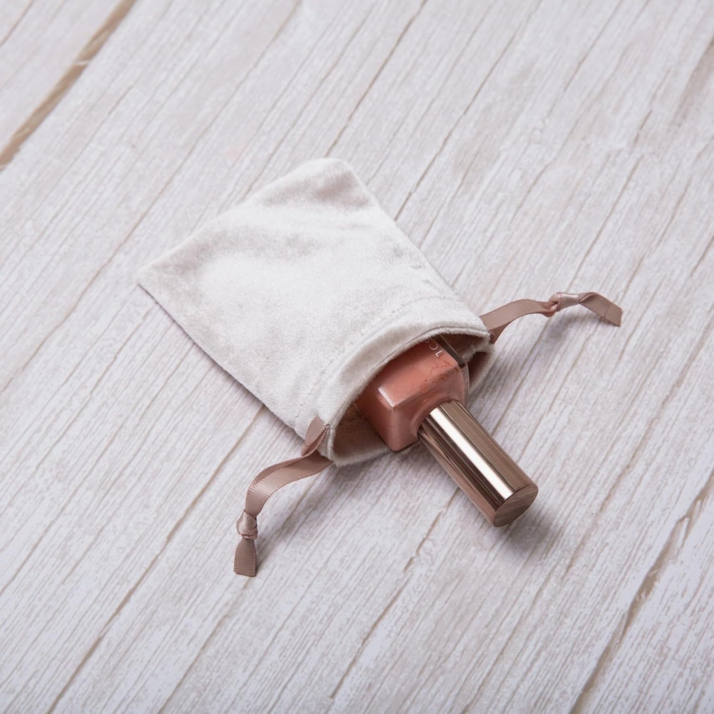 QIANF 12pcs Light Champagne Velvet Drawstring Bags 3x4 inches Glossy Small Velvet Cloth Gift Bags Jewelry Pouches for Storage Wedding Party Favor Christmas