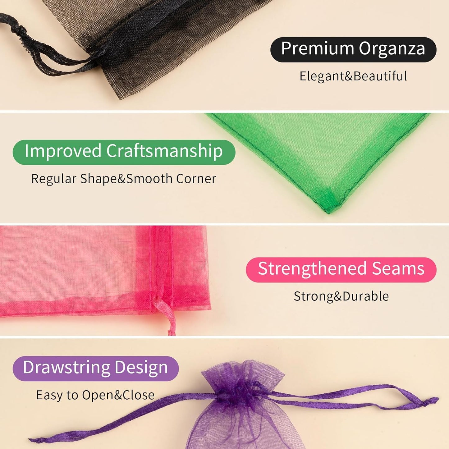 Crweety 50 Pcs Mix Color Organza Bags 6x9 Inch, Small Gift Bags Mesh Bags Drawstring Goodie Bags for Wedding Party Favor Halloween Treats Christmas