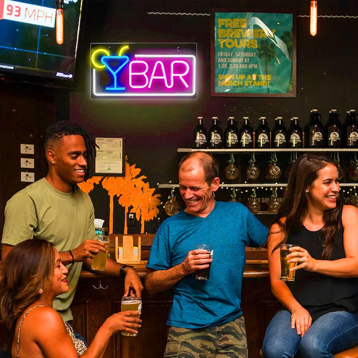 YSMNDE Bar Neon Sign, Bar Signs for Home Sign with Dimmer Switch, USB Powered Bar LED sign For Wall Decor, Perfect for Home, Club, Bistro, Man Cave Party Decorations