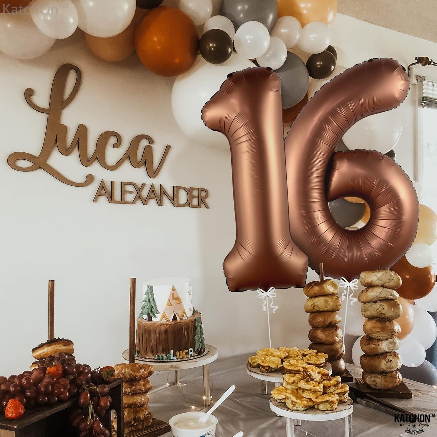 KatchOn Coffee Brown 1-Piece Number 16 Balloon - 40 Inch, Birthday Decorations for Girls and Boys