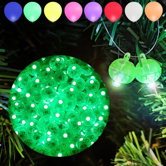 Aogist 100pcs Green Mini Lights with Hook,Long Standby Time Waterproof LED Balloon Light,Battery Powered,Ball Lamp for Balloon Paper Lantern Birthday Party Christmas Halloween (Matching Tag Rope)
