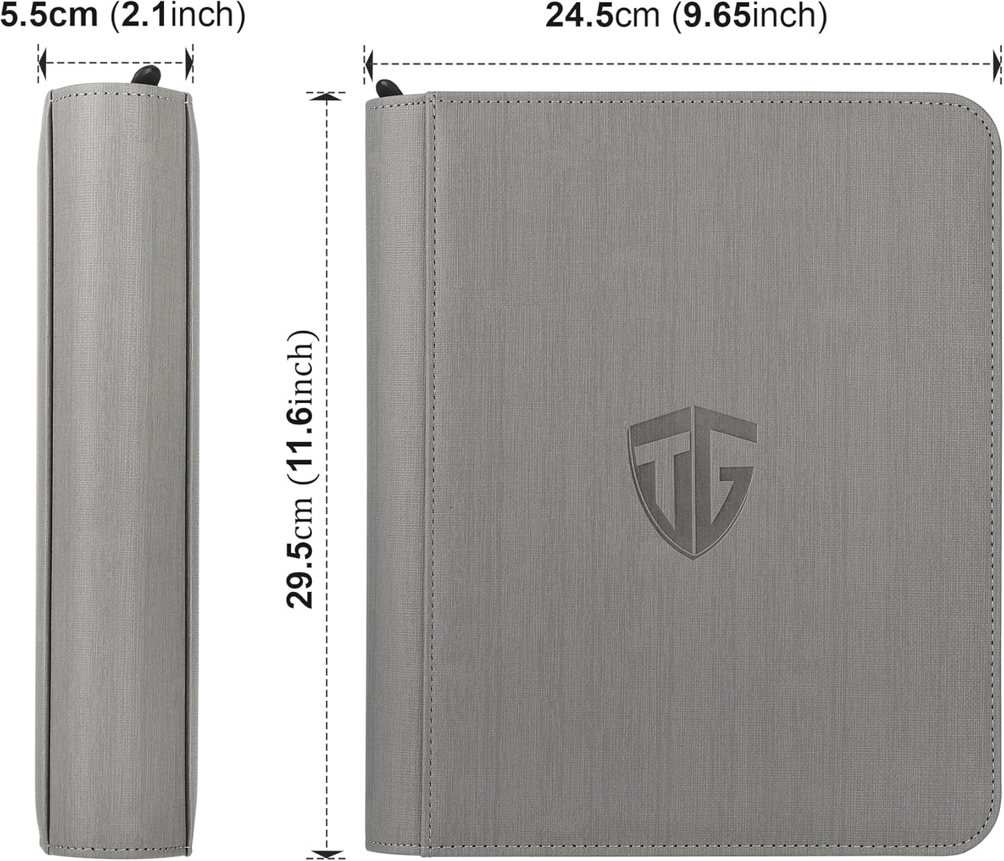 Toploader Binder,Holds 112 Toploaders, 4 Pocket Top Loader Binders for 3" x 4" Rigid Card Holders for Trading Cards or Sports Cards Binder (Gray)