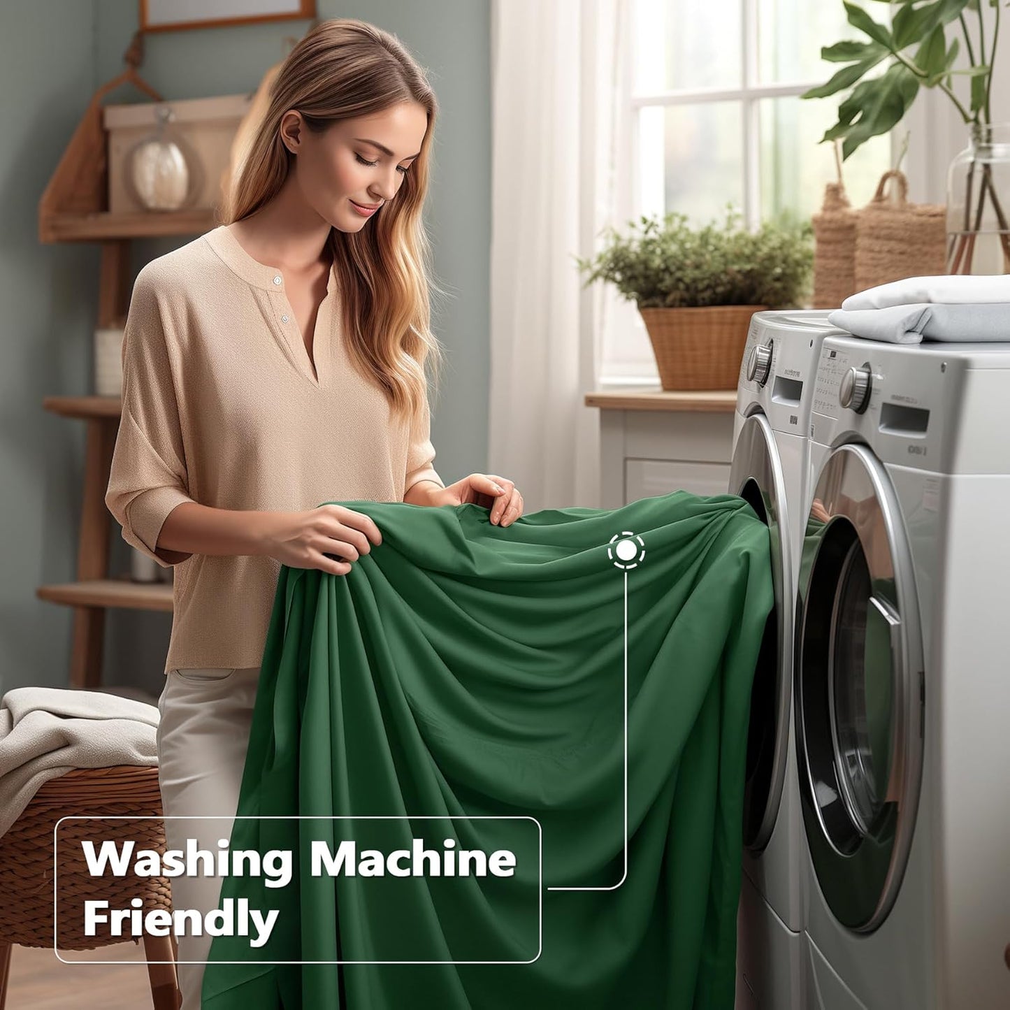 Wish Care 6 Pack Hunter Green Stretch Spandex Table Clothes for 8 Foot Rectangle Tables, 8FT Wrinkle Free Fitted Tablecloths Ruffles Design Table Cover for Party, Banquet, Wedding and Events