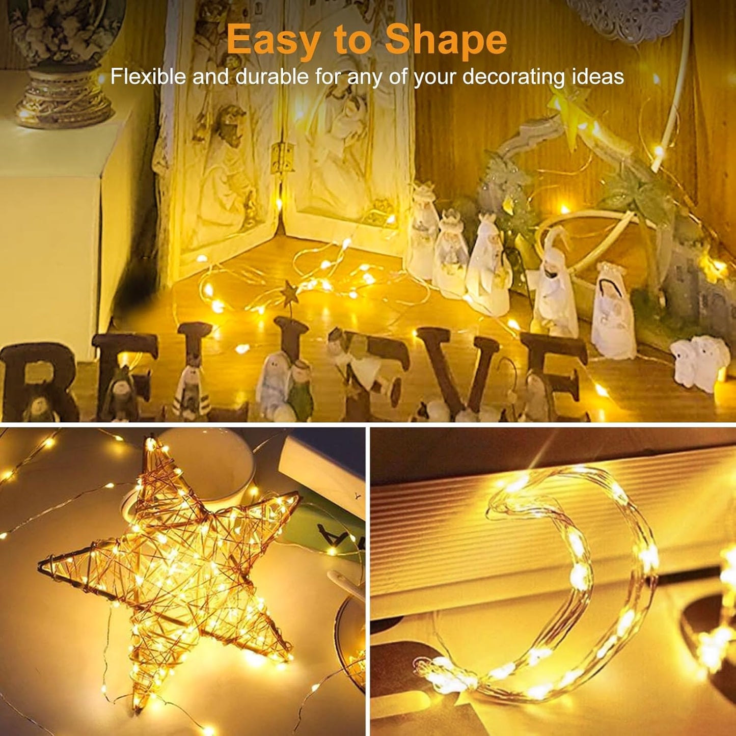 btfarm 3 Pack Fairy Lights Battery Operated 3 Modes, 7ft 20 Led Mini Twinkle Lights, Waterproof Firefly String Lights Bulk Small Silver Wire for Christmas Mason Jars Crafts Wedding Table Centerpiece