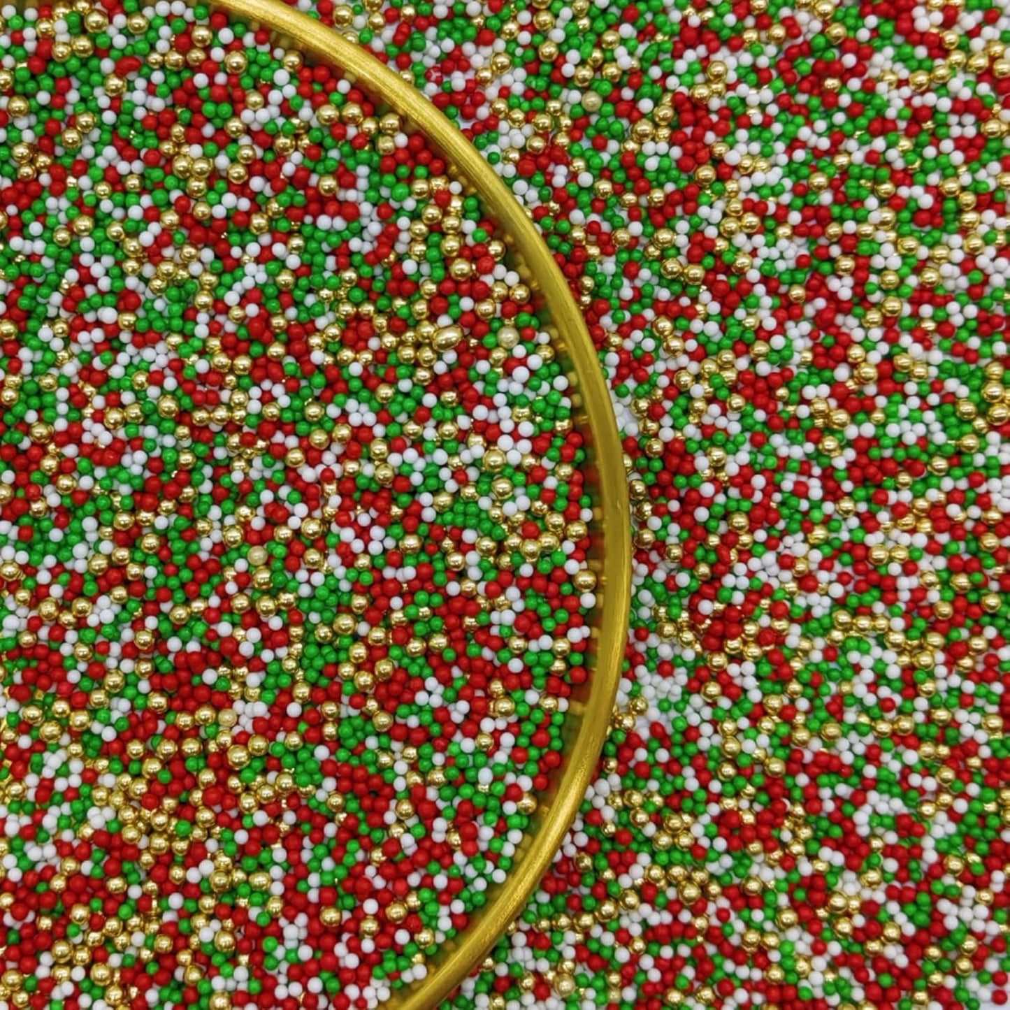 Edible Red & Green & White & Super Gold Sprinkles Candy 2mm Mini Pearls Cake Decorations Cupcake Toppers Cookie Decorating Perfect for Wedding Party Valentine Halloween Christmas Supplies 3OZ