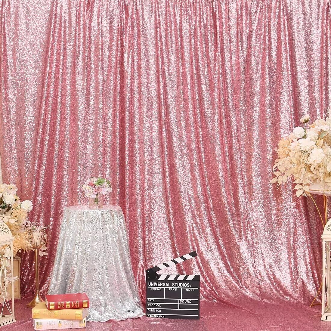 Eternal Beauty Fuchsia Pink Sequin Backdrop, 8x10 Ft Glitter Background Curtains for Shimmer Photography Party Wedding Birthday Back Drop Decor