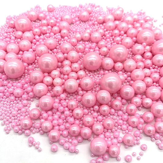 Weraru Edible Pink Pearl Sugar Sprinkles Candy Mixing Size Baking Edible Cake Decorations Cupcake Toppers Cookie Decorating Celebrations Wedding Shower Party Chirstmas Supplies 130g/ 4.5oz