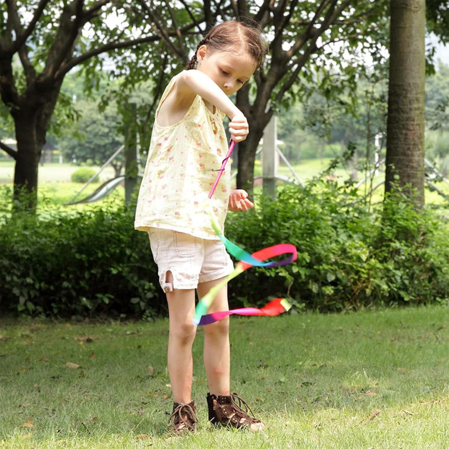 20 Pieces Ribbon Wands for Kids, 2 Meter Ribbon Dancer Wand, Dance Ribbons for Girls Party Favors, Rainbow Dancing Ribbon Decorations, Birthday Party Supplies, Gymnastics Wedding Dance Streamers