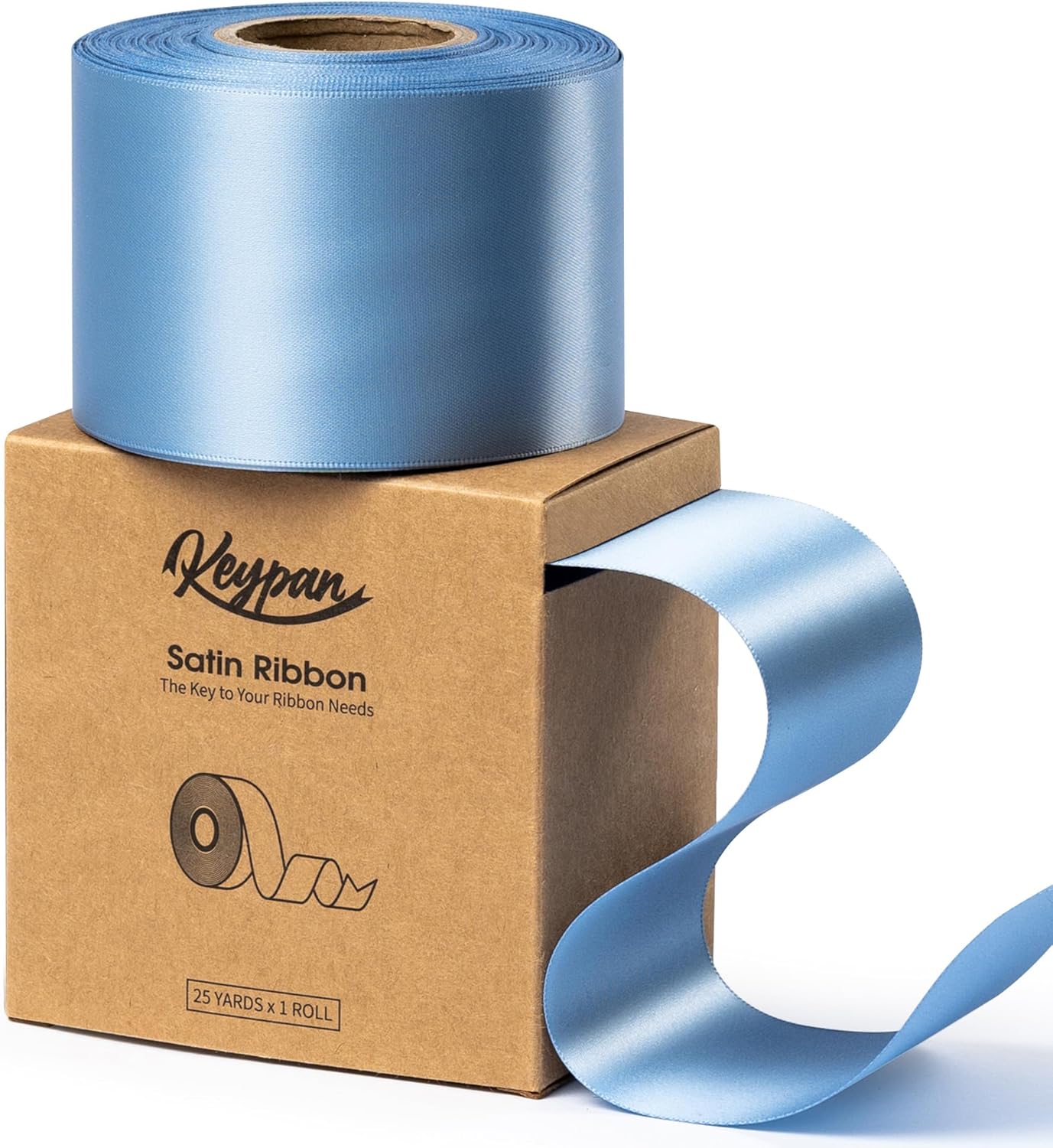 French Blue Satin Ribbon 2.5 Inch Double-Faced Ribbons 25 Yards for Gift Wrapping Flower Bouquet Wedding Paper Bows Invitations Crafts