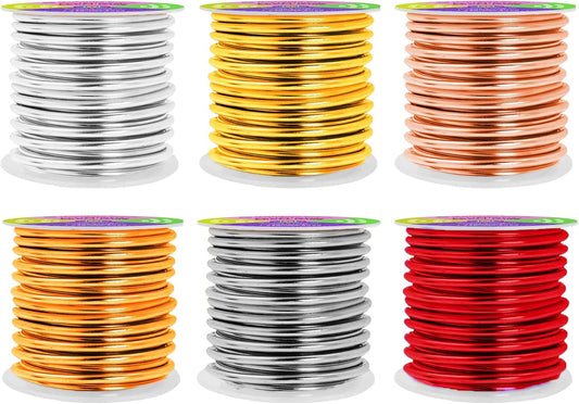 Mandala Crafts 8 Gauge Anodized Aluminum Craft Wire for Jewelry Making - 120 FT Colored Flexible Silver Copper Light Gold Gray Gold Red Wire - Bendable for Bonsai Armature Crafting Sculpting