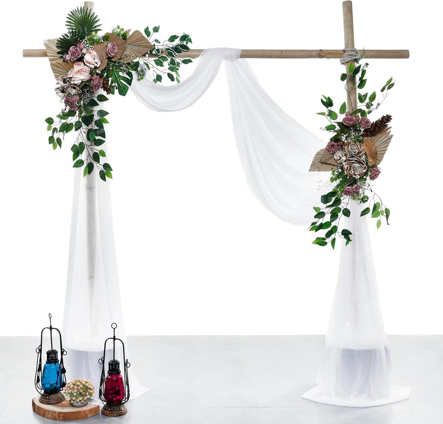 VDS Pack of 1 Panel (30 Inch X 100 Feet) Wedding Arch Draping Fabric Sheer Chiffon Fabric Drapery for Wedding Ceremony Reception Swag Backdrop Canopy Chuppah ARBO Altars Decoration (White)