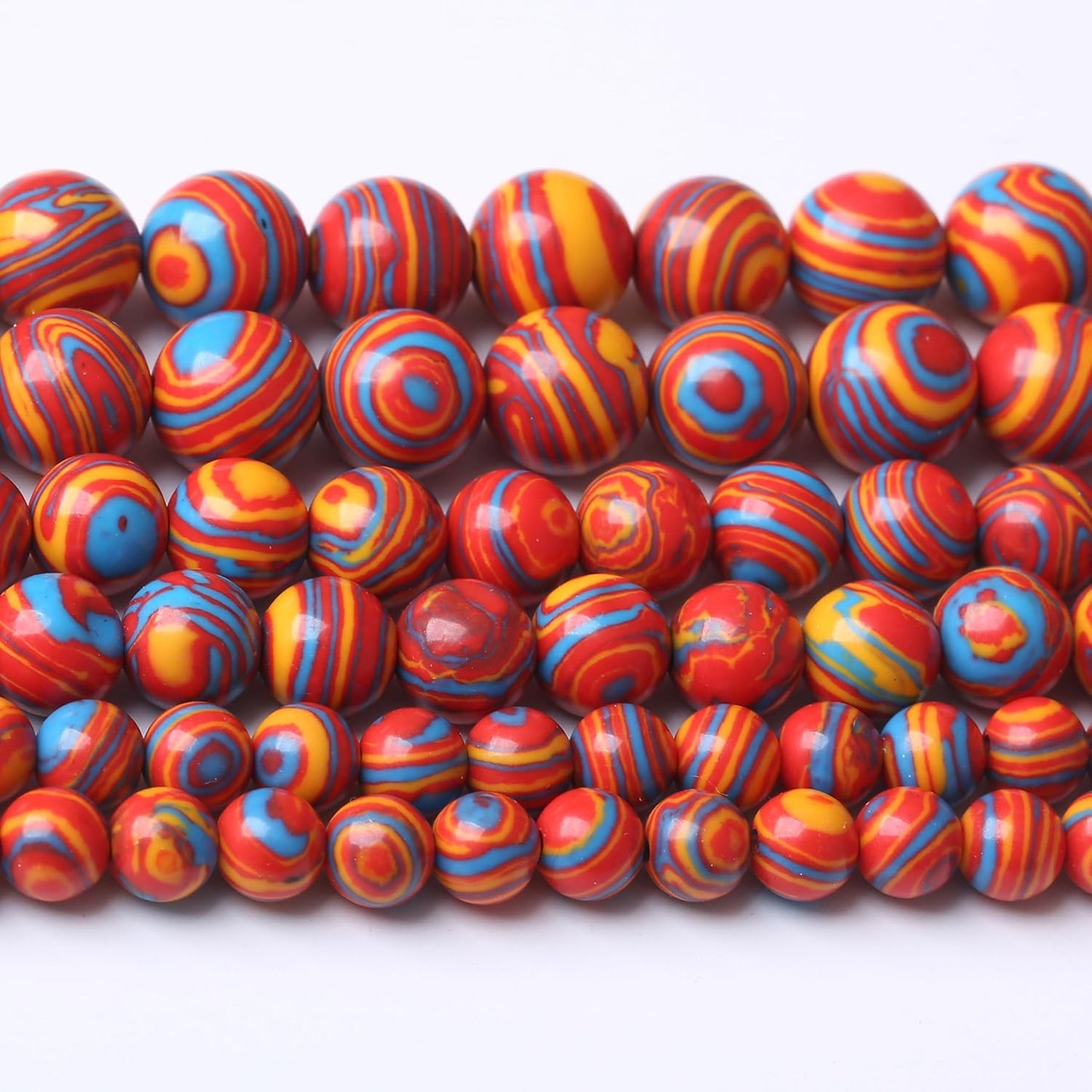 Red Yellow Blue Peacock Turquoise Stone Beads Gemstone Round Crystal Energy Jade Beads Stone Beads for Jewelry Making DIY Bracelet Necklace Jewelry Making 1 Strand 15.5inch 35PCS 10MM