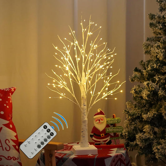 144 LED Birch Tree Lights with Remote Control, DIY Artificial Tree Lamp with Timer, Twinkle Lighted Tree 3 AA or USB Powered, Fairy Light Spirit Tree for Bedroom Easter Decor (White)