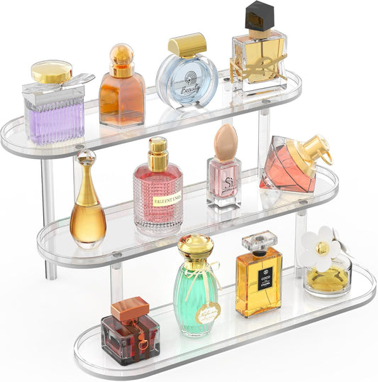 Acrylic Risers Display Stand, Clear Perfume Organizer, Clear Cupcake Stand Holder, Dessert Display for Party, Display Shelf for Cologne Skincare 𝐚𝐦𝐢𝐢𝐛𝐨 Funko-POP Figure Collection