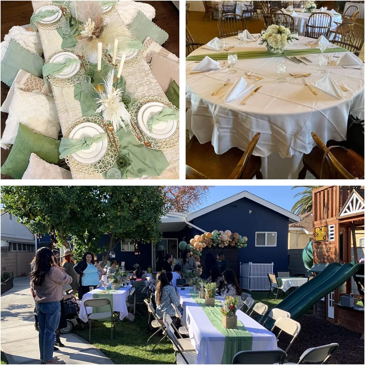 Sage Arch Drapes for Wedding Arch Draping Fabric 2 Panel Sheer Backdrop Curtain for Ceremony Bridal Party Decor 19Ft Length x 28" Width 2 Panel