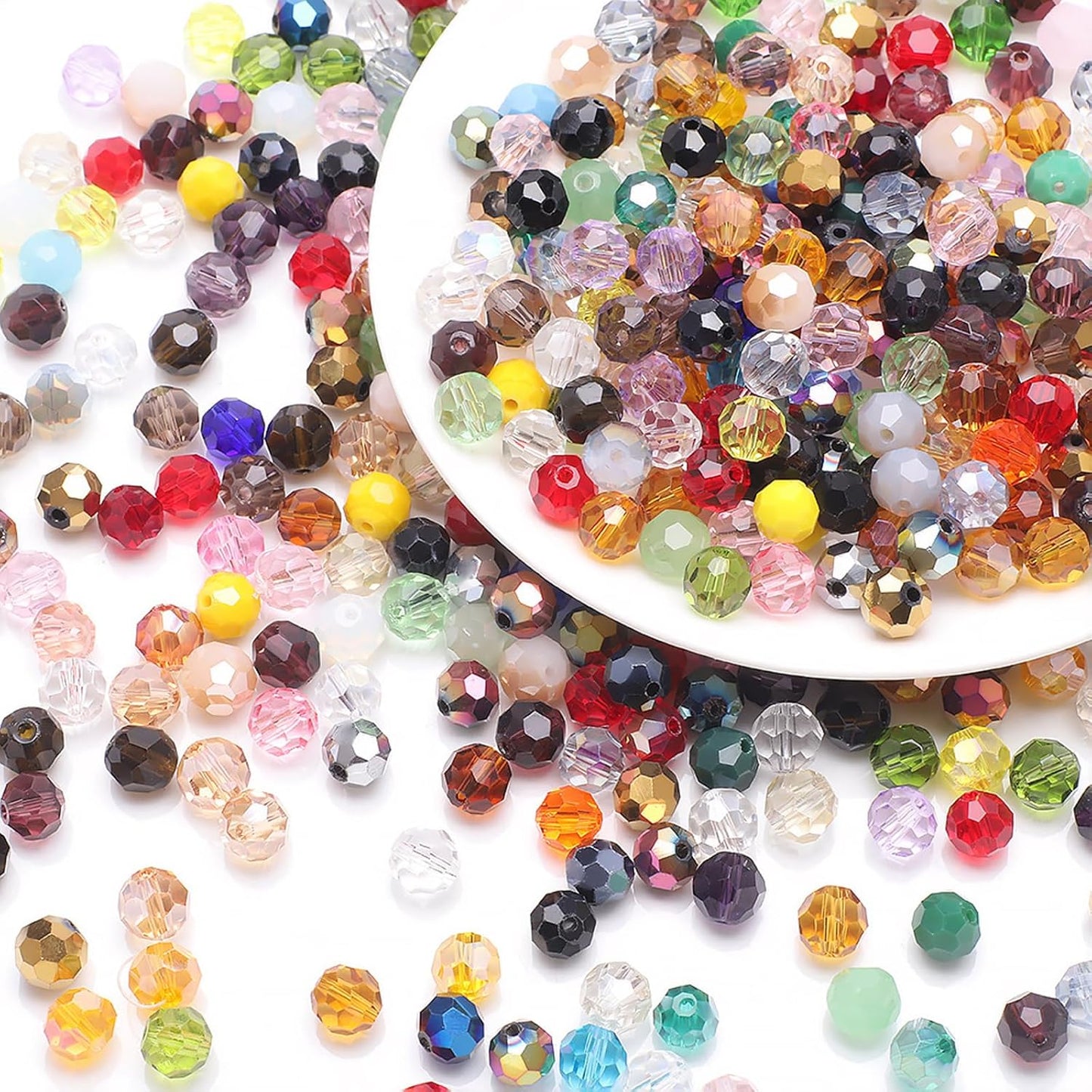 400PCS 4MM Crystal Glass Beads for Jewelry Making Mix Color Rondelle Facted Crystal Glass Beads for Bracelet Making Round Glass Spacer Beads for DIY Crafts Wind Chimes Suncatchers