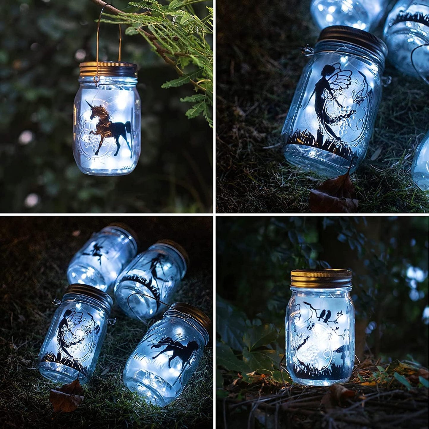 8 Pack Solar Fairy Star Firefly Jar Lid Lights - Waterproof Lantern Mason String Lights With Hangers for Regular Mouth Jars - Christmas Gifts (Cold White)