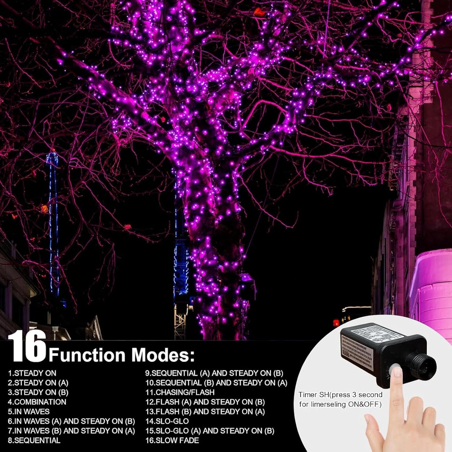 LAMPHOME 33ft Valentine's Day String Lights, Christmas Decorative Mini Lights, 100 LED Pink Fairy Starry String Lights Plug in, 11 Lighting Modes for Valentines Day Tree Decorations (Pink)