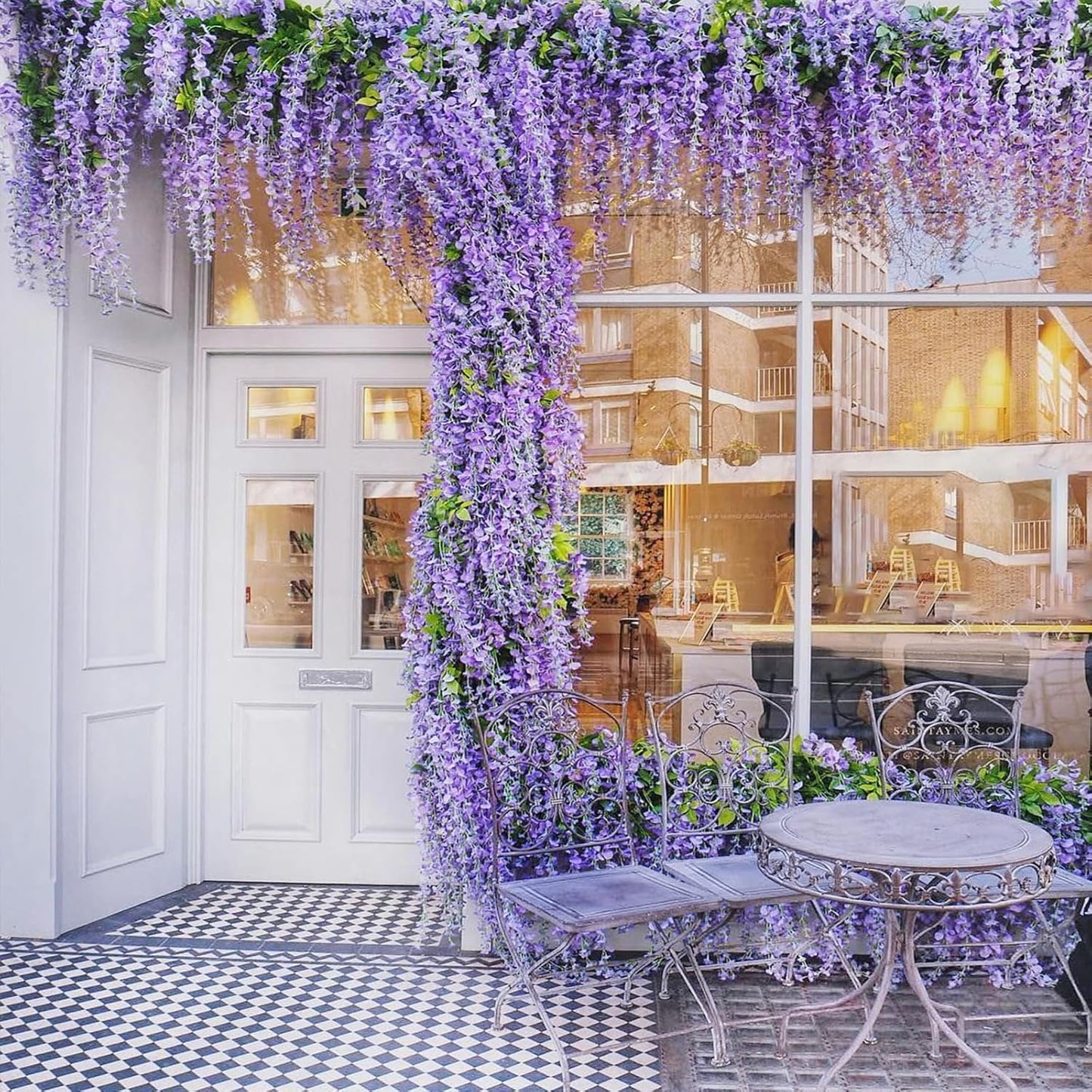 24 Pack Light Purple Wisteria Hanging Flowers Garland, 3.77 Feet Artificial Flower Vines, Fake Wisteria, Artificial Vines Hanging Garland for Backdrop Outdoor Yard Garden Decor