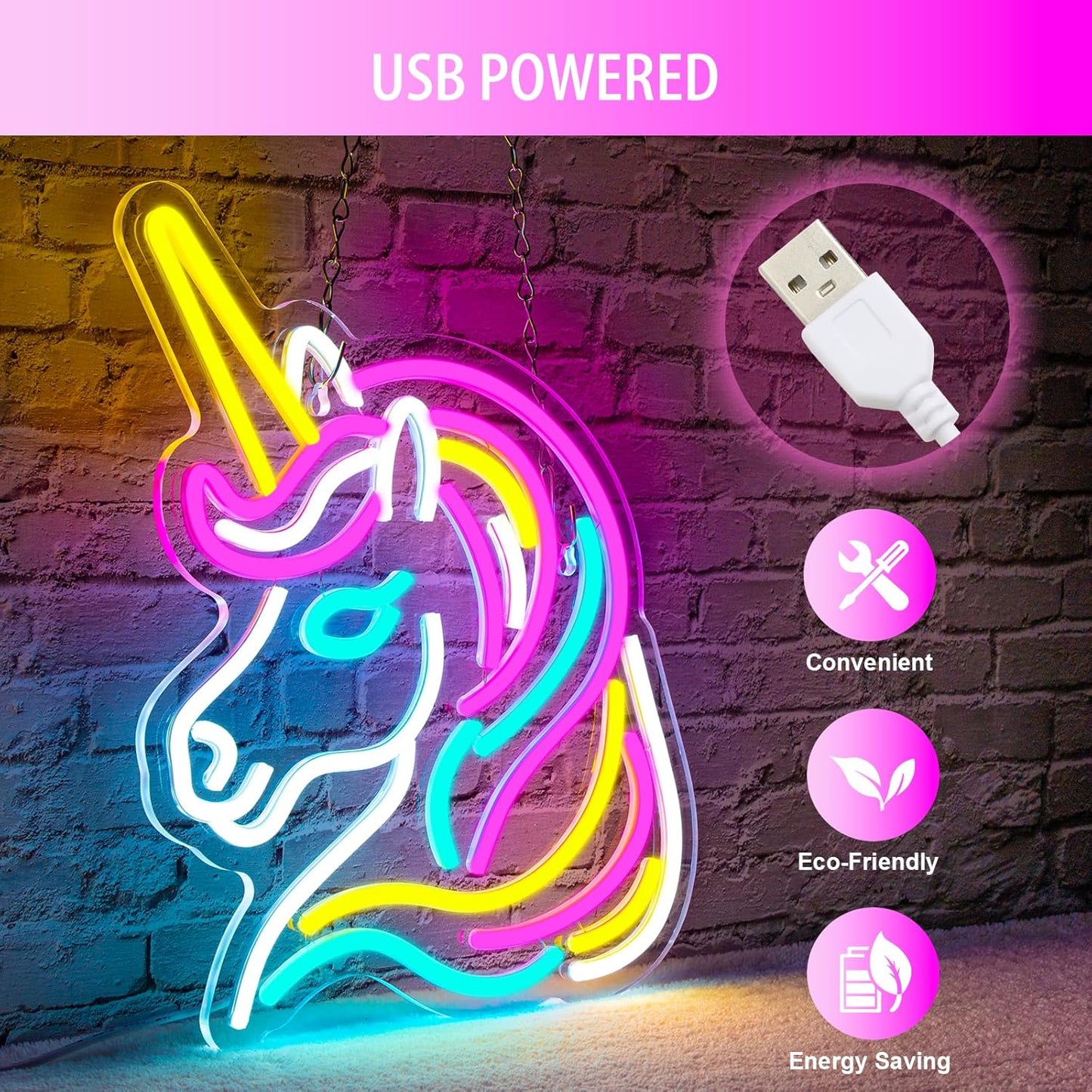 Unicorn Neon Sign for Wall Decor, Dimmable Colorful Unicorn Neon Lights for Girls Room, USB Powered Unicorn Led Signs for Bedroom Kids Room, Perfect Gifts Unicorn Lights for Girls(13"*12.6")