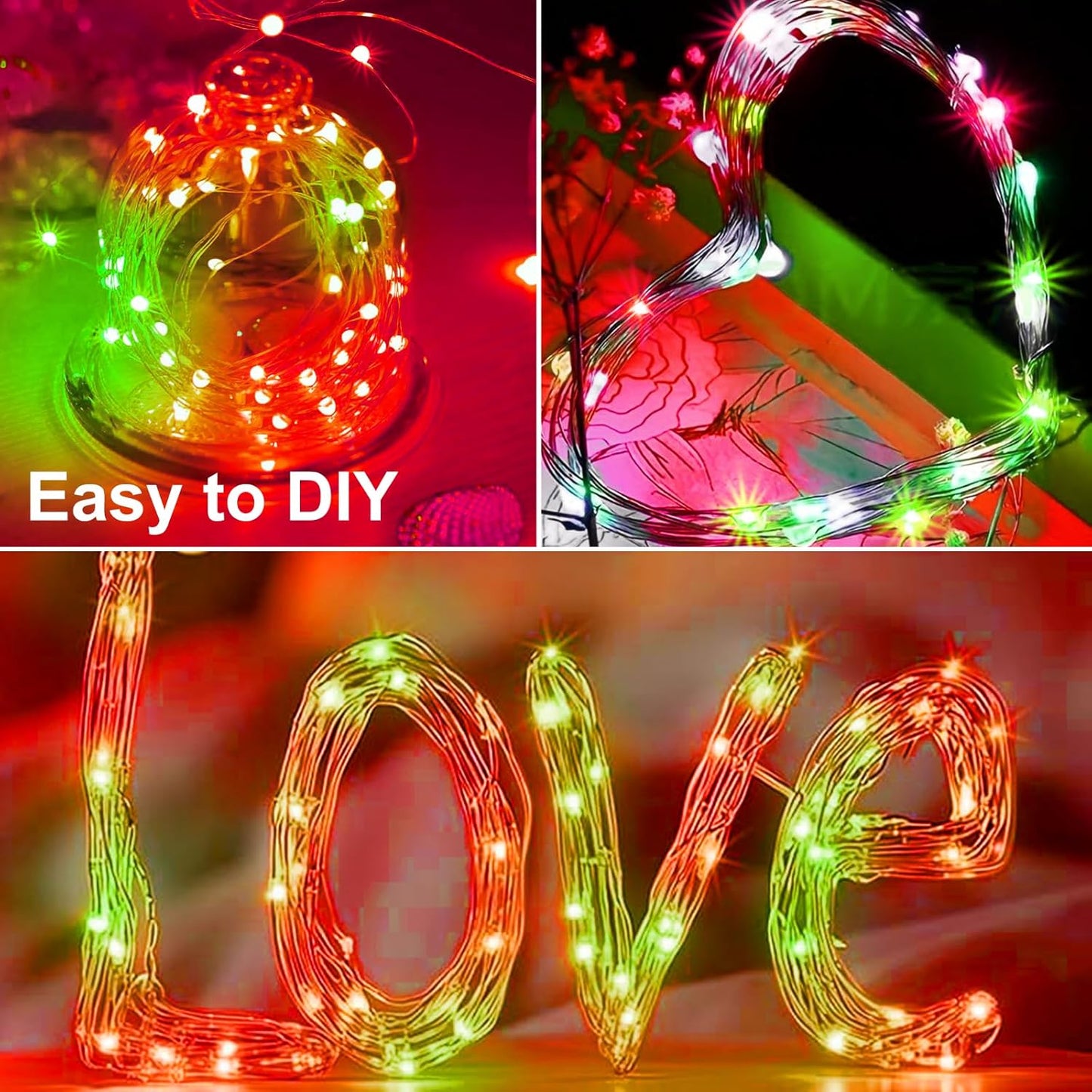 ZGWJ 24 Pack Christmas Fairy Lights Battery Operated, 7ft 20LED Mini Fairy String Lights Silver Wire 3 Modes Waterproof for Christmas Tree DIY, Parties, Bedroom Decorations Red&Green