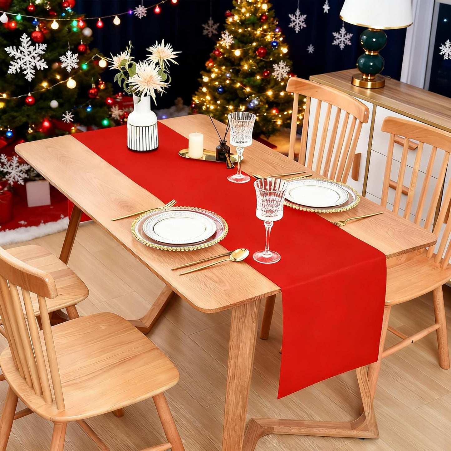 Farmhouse Red Table Runner Dining Table Runners 72 Inches Long Coffee Table Runner for Dresser Living Room Bedroom Holiday Party Banquet 12X72 Inch