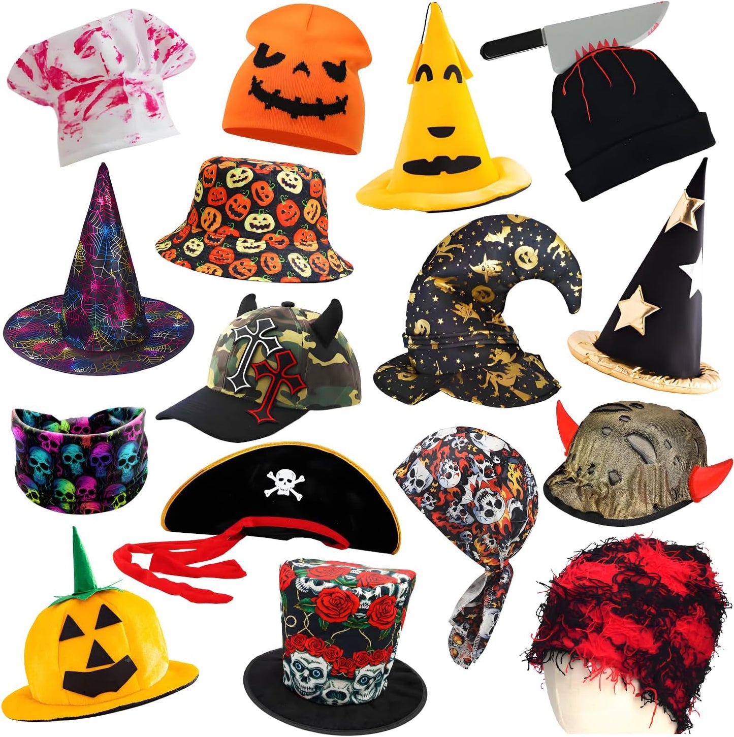 12 Assorted Funny Halloween Party Hats Witch Hat Halloween Costume Decorations Photo Booth Props Hats for Adult Man Women