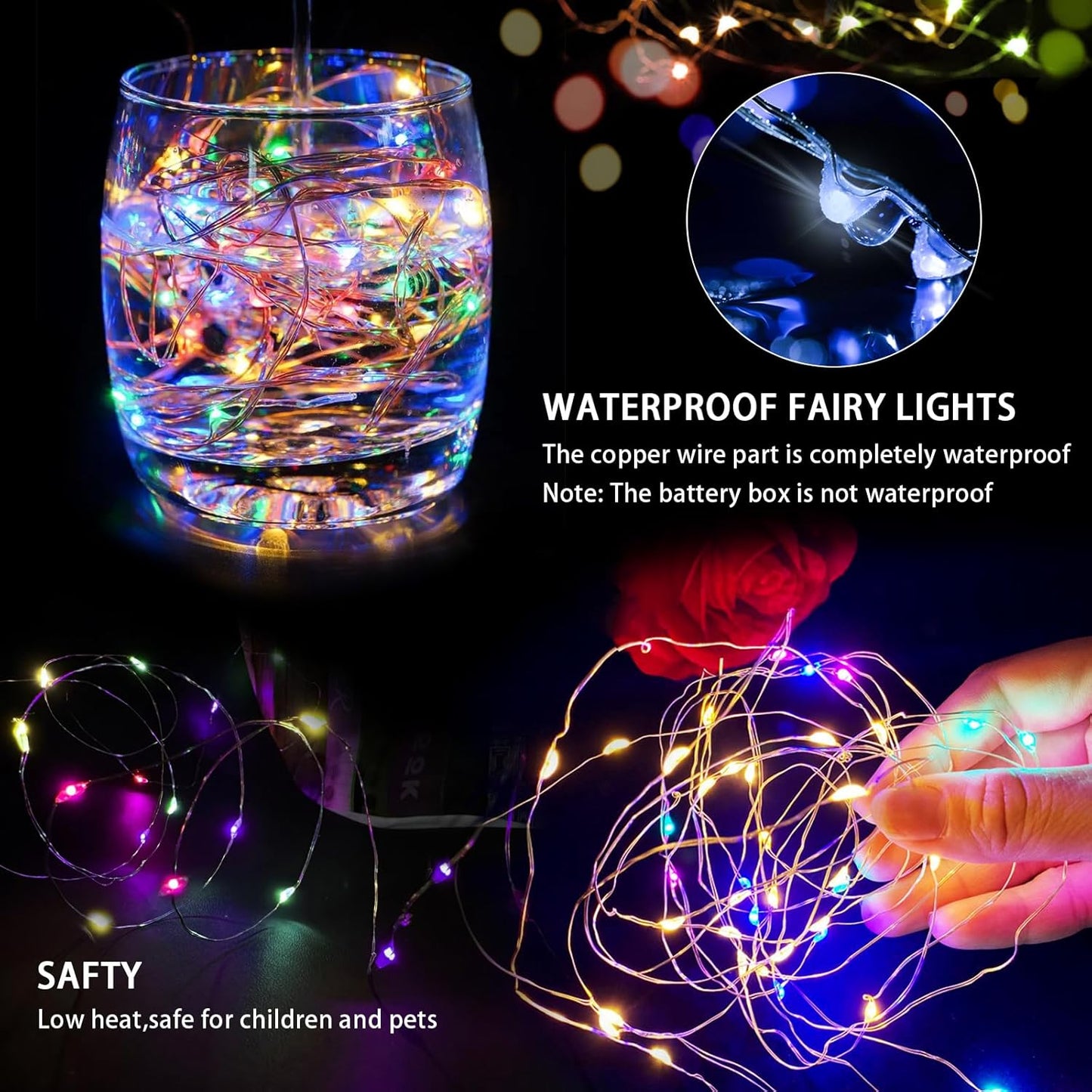 24 Pack Fairy Lights 7Ft 20 LED Twinkle String Lights 3 Modes Battery Operated Waterproof Firefly Starry for Mason Jar Party Wedding Christmas Valentines Day Table Centerpieces,Multicolor