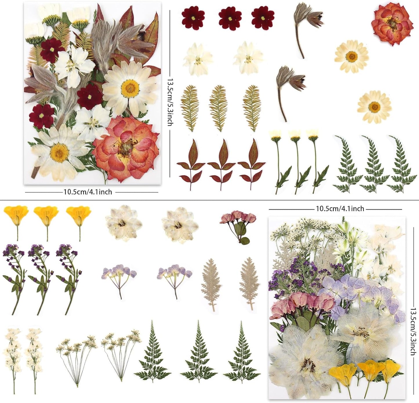 80P Vintage Pastel Dried Flowers for Crafts, Real Natural Pressed Flowers in Retro Soft Tones for Resin Art, DIY Crafts, Jewelry, Candle Decor & Scrapbooking – Tweezers Included