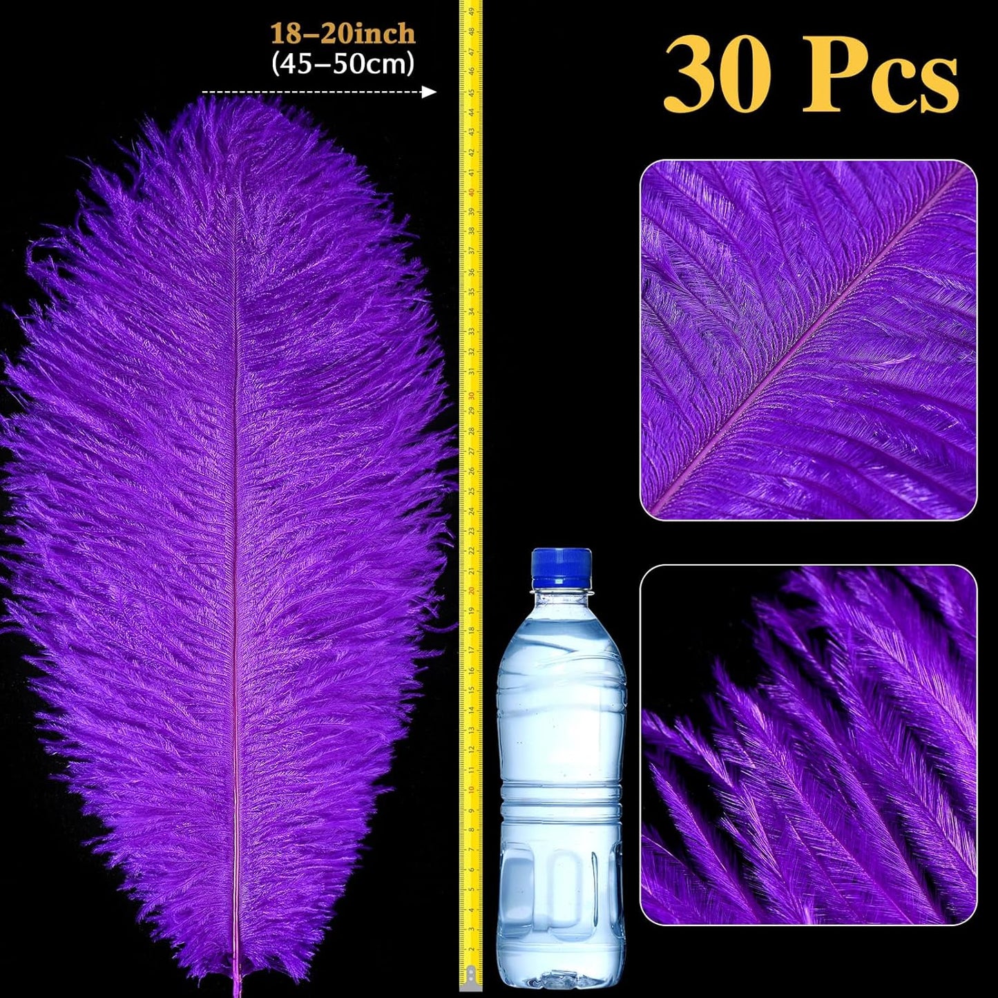 Retrowavy 30 Pcs 18-20 Inch Large Natural Ostrich Feathers Bulk for Centerpieces for Wedding Party Centerpieces Home Decoration Flower Arrangement (Purple)