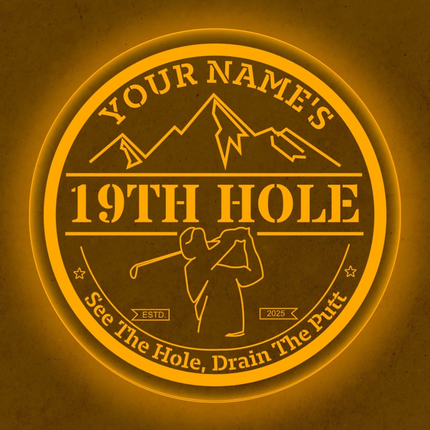 Custom 19th Hole Golf Bar Sign – Personalized LED Color Changing Acrylic Wall Decor for Home Bar, Man Cave, or Patio (19th Hole, 20 INCHES)