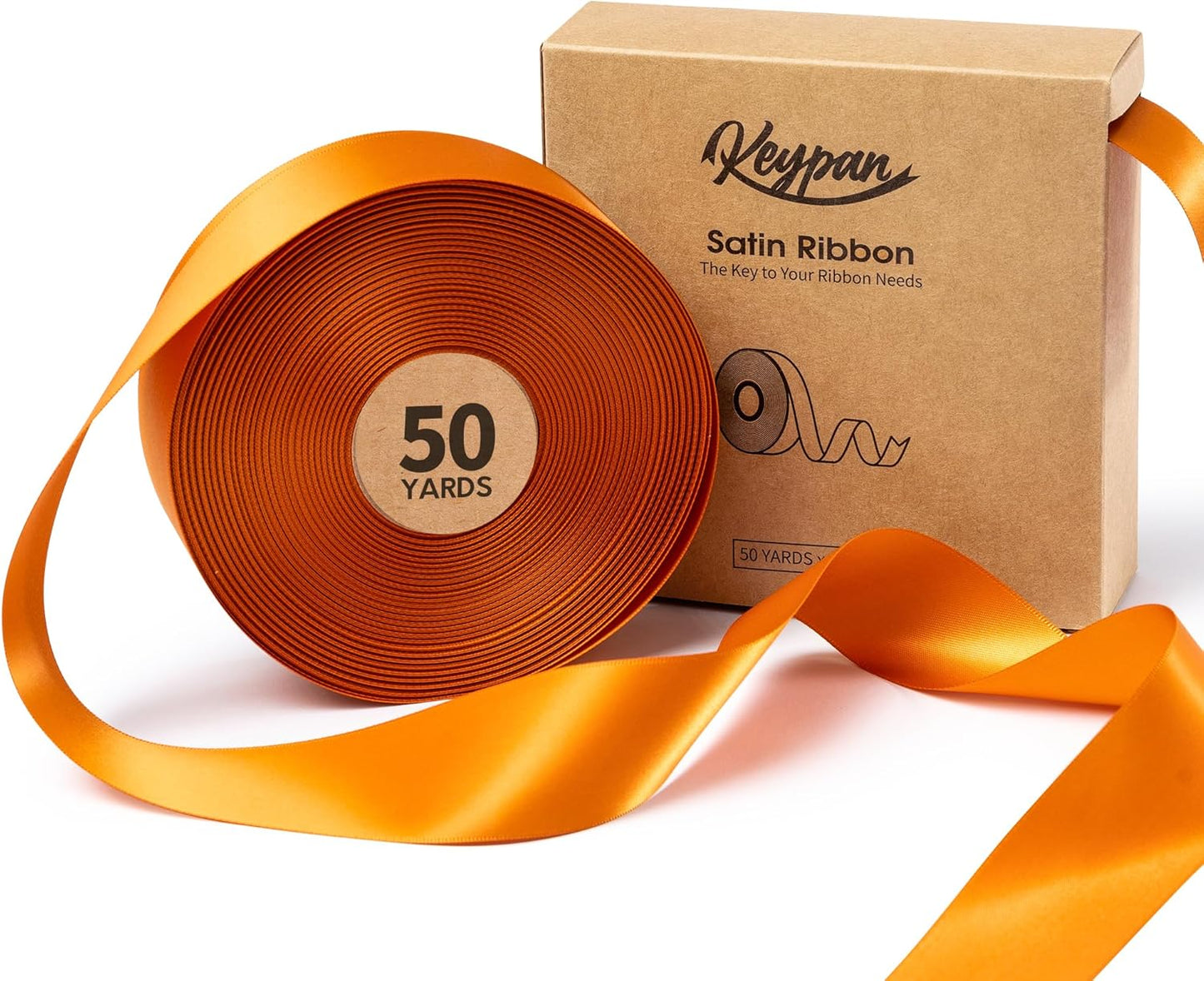 Satin Ribbon 1-1/2 Inch x 50 Yards Double-Faced Ginger Polyester Ribbons for Crafts Flower Bouquet Gift Wrapping Wedding Invitation