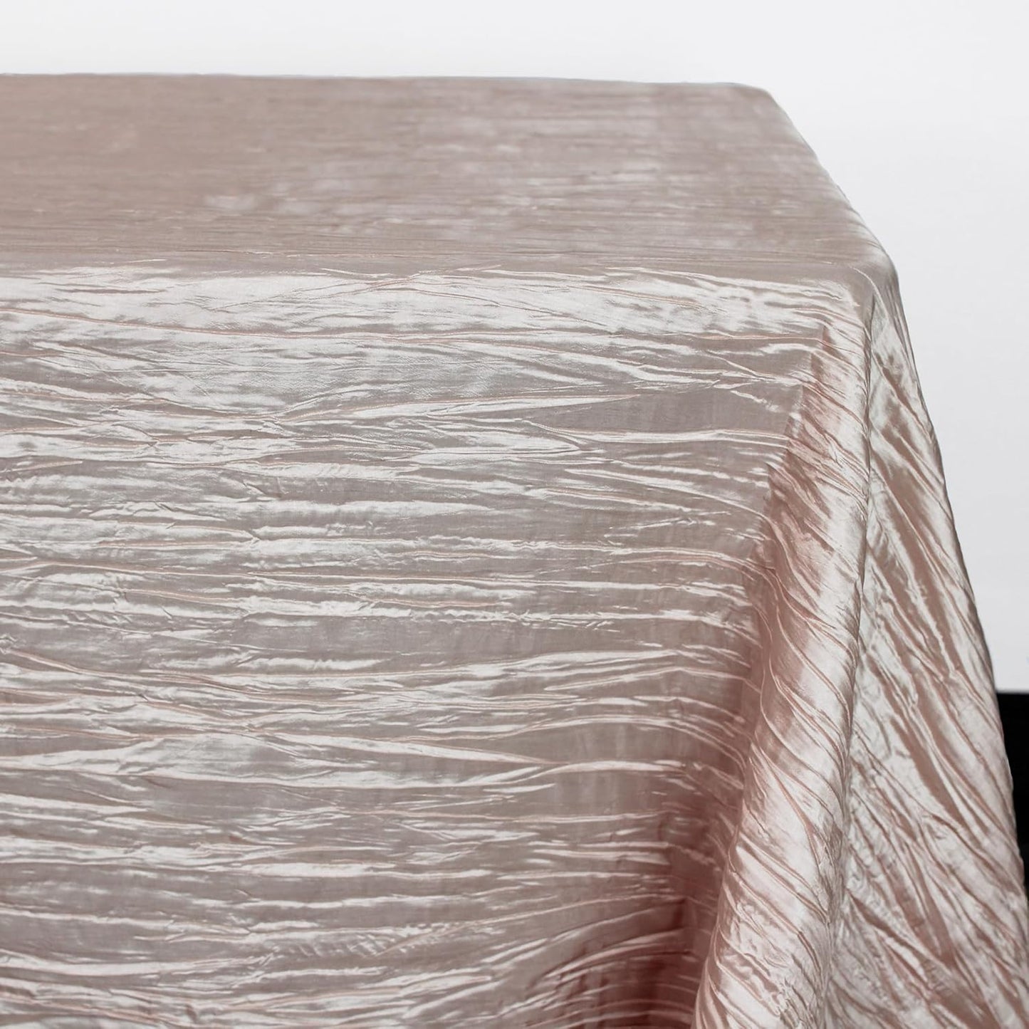 YOUR CHAIR COVERS - 90 x 132 inch Rectangular Crinkle Taffeta Tablecloth - Blush, Rectangle Table Linens for 6 ft Rectangular Tables, Wedding Crushed Table Cloth