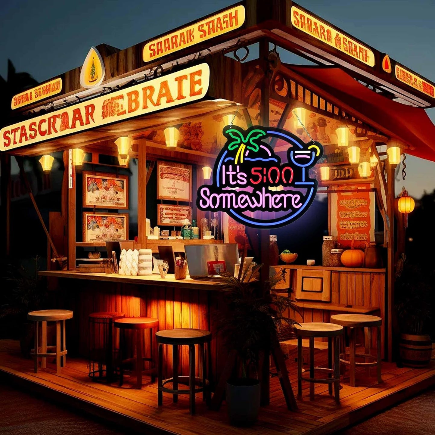 Ultrathin Its 5 00 O'clock Some Where Neon Sign Art Wall Lights for Bedroom Windows Glass Hotel Pub Cafe Wedding Birthday Party Gifts