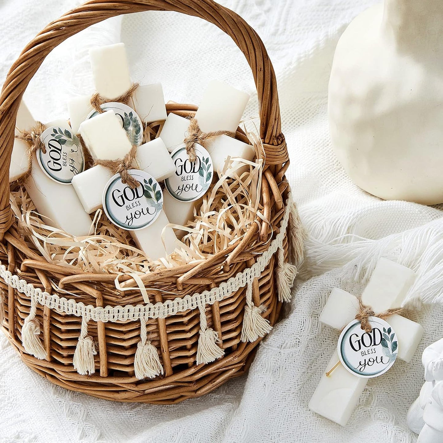 50 Pcs Cross Soap Baptism Favors, Baby Baptism Favor Scented Soap First Communion Gifts for Guests Party Wedding Birthday Gift Bridal