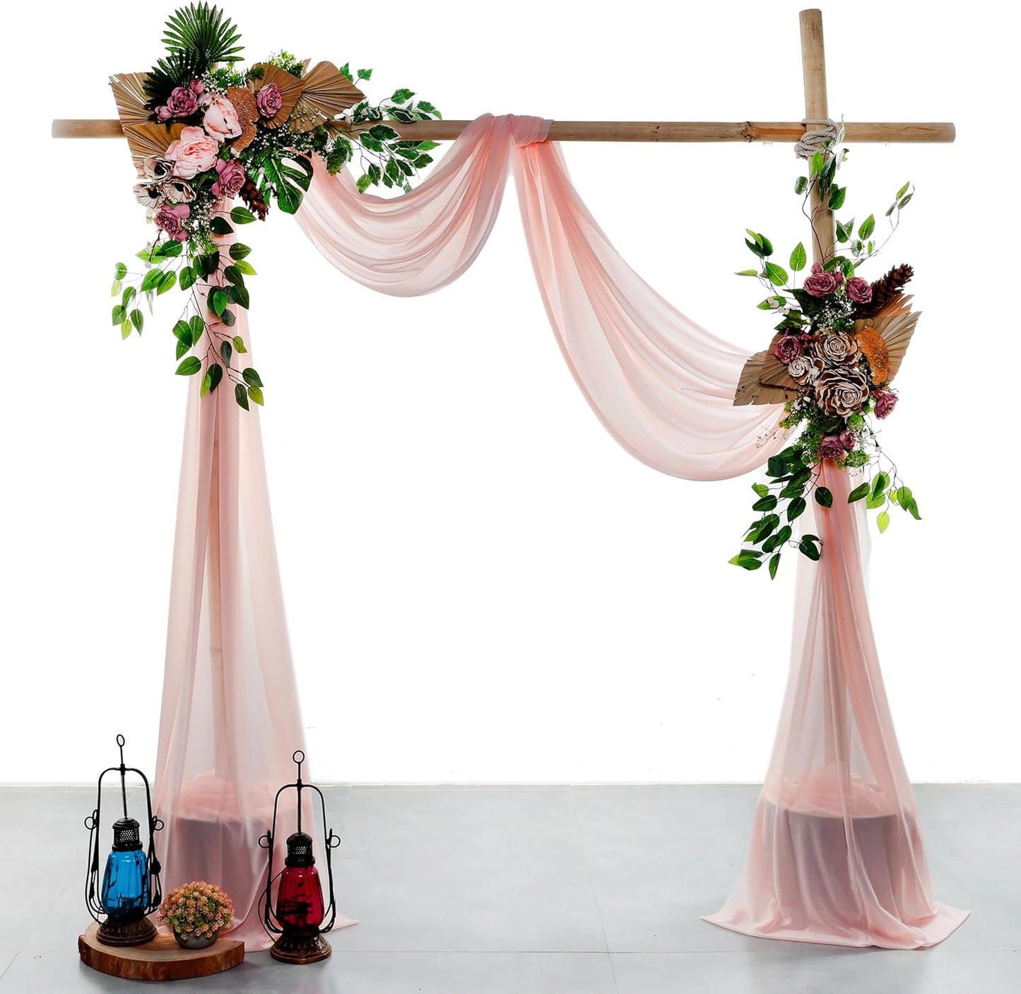 VDS Pack of 1 Panel (30 Inch X 20 Feet) Wedding Arch Draping Fabric Sheer Chiffon Fabric Drapery for Wedding Ceremony Reception Swag Backdrop Canopy Chuppah ARBO Altars Decoration (Dusty Rose)