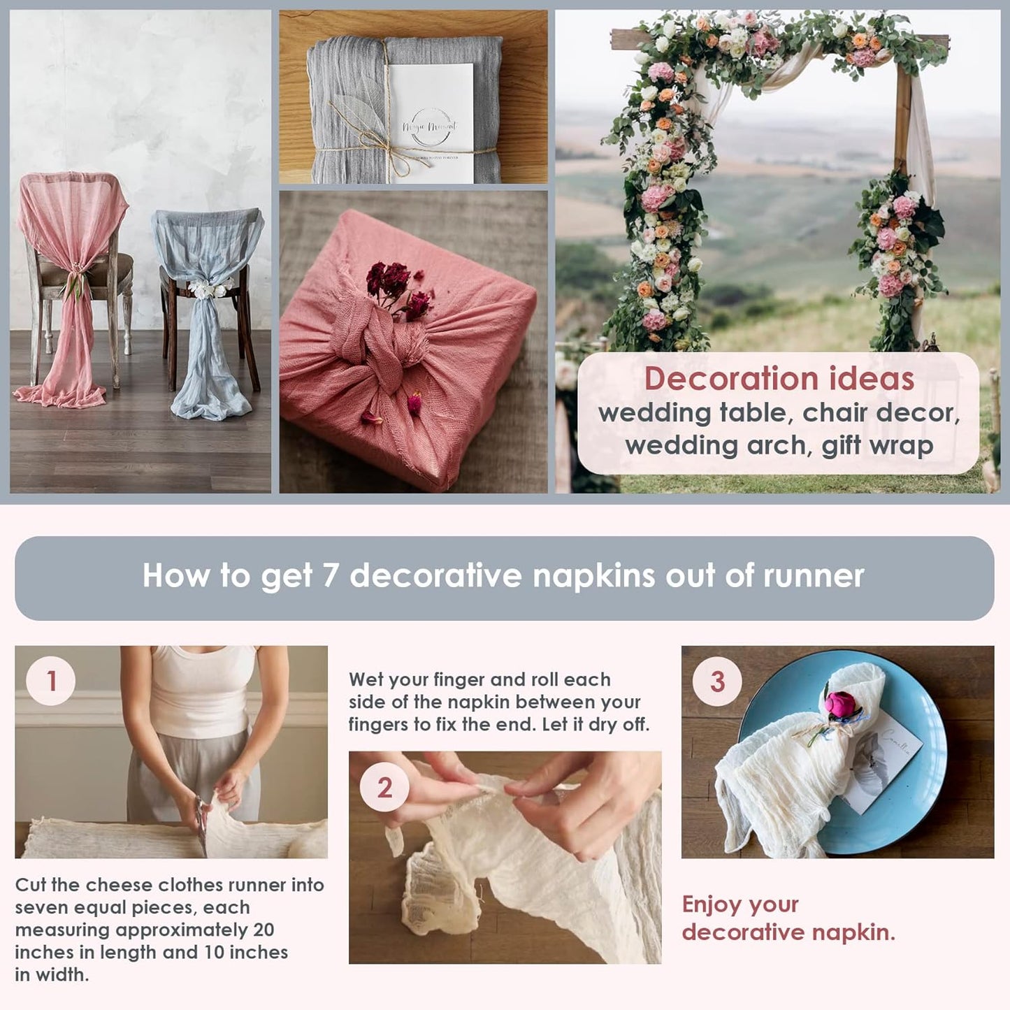 Ivory Cheesecloth Table Runner Set of 6 Runners 12 ft 142 in Long Each Cream Gauze Table for Wedding Table Baby Shower Decorations or Bridal Shower Decor Modern Table Runner Boho Table Décor