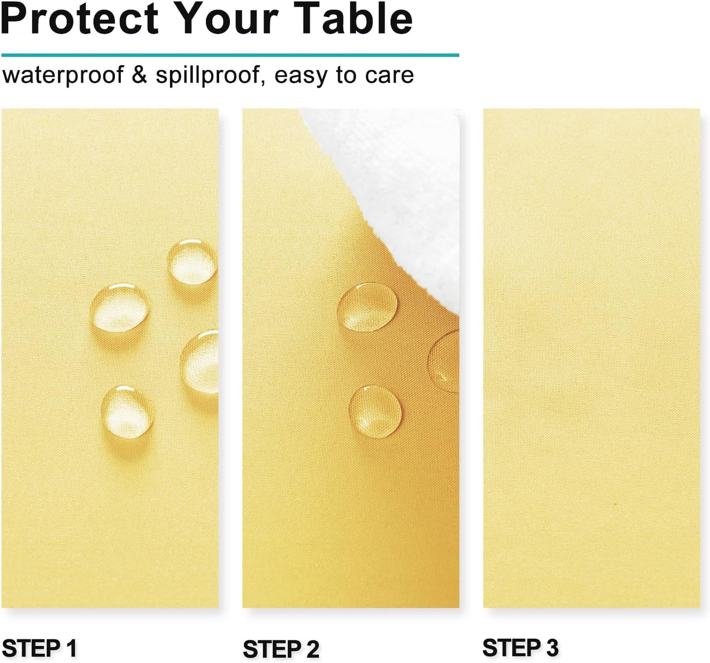 Hiasan Light Yellow Tablecloth for Rectangle Tables - Waterproof Washable Polyester Fabric Table Cloth for Buffect Dining Birthday Party Wedding, 54 x 108 Inch