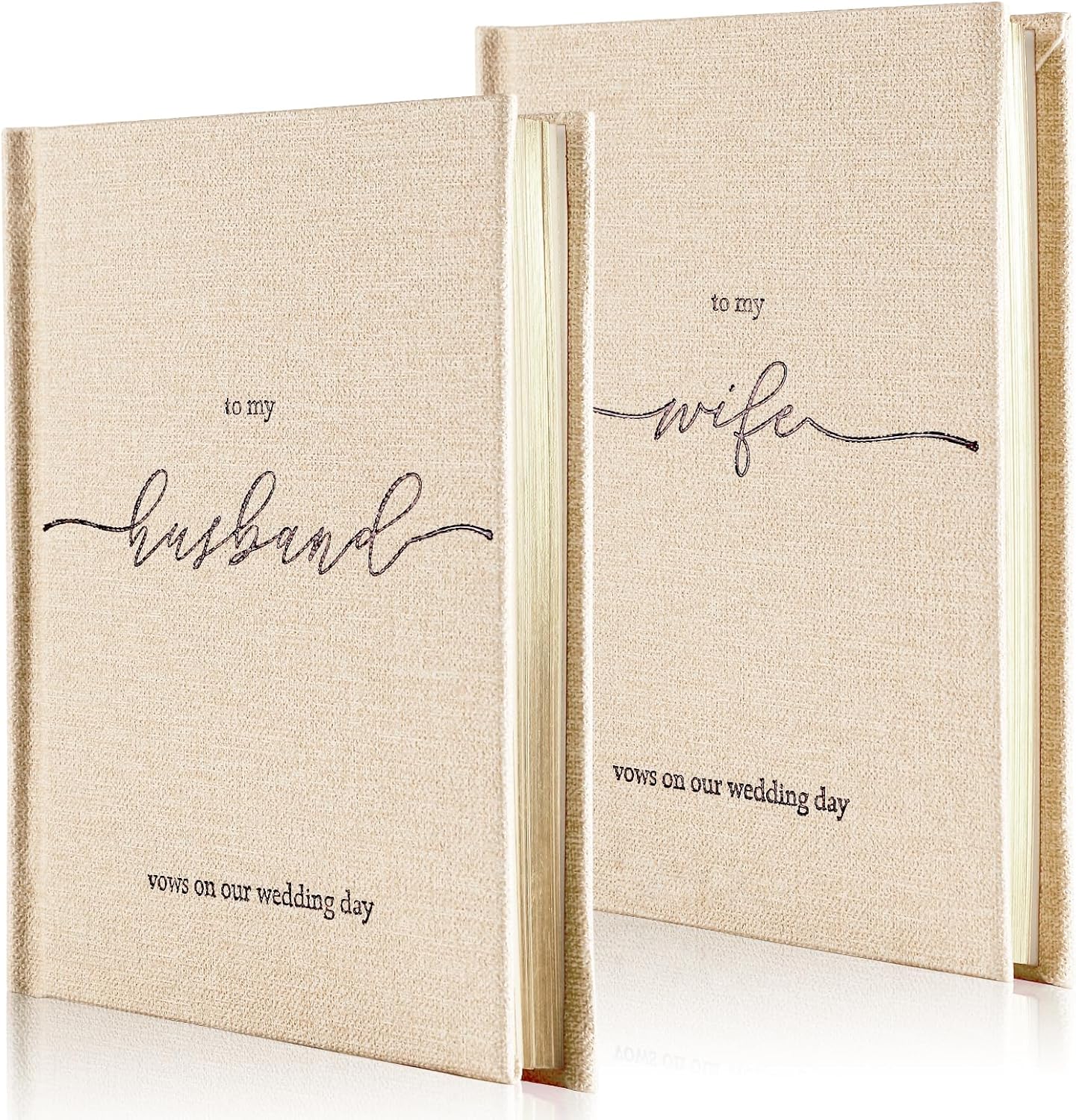 Wedding Vow Books His and Hers- Hard Cover Vow Books - Set of 2 with Silk Bookmarks & 40 Lined Pages - His & Hers Gifts Wedding Vow Book -Renewal & Wedding Must Haves (to My Husband/Wife)