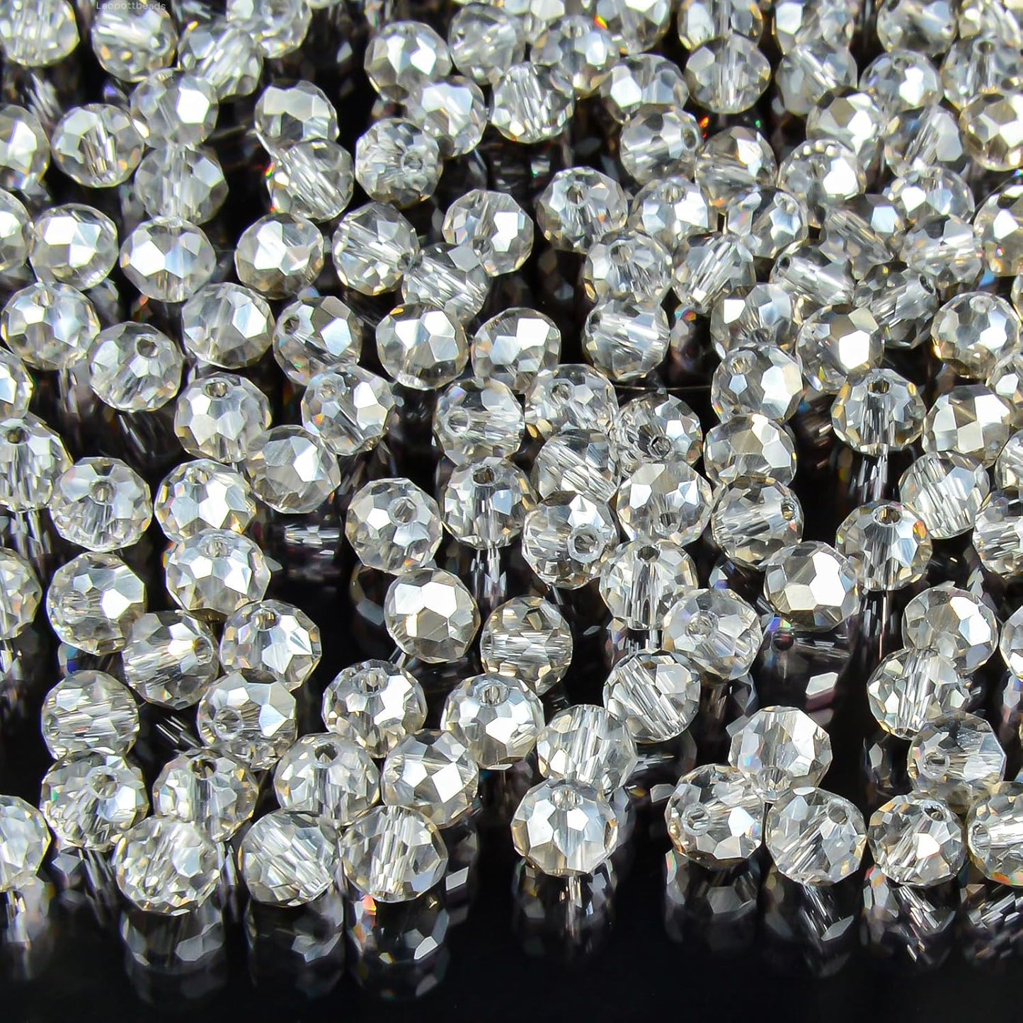 500Pcs 6mm Crystal Glass Beads for Jewelry Making Beads for Bracelets Necklace Pendants Making Supplies(Gray)