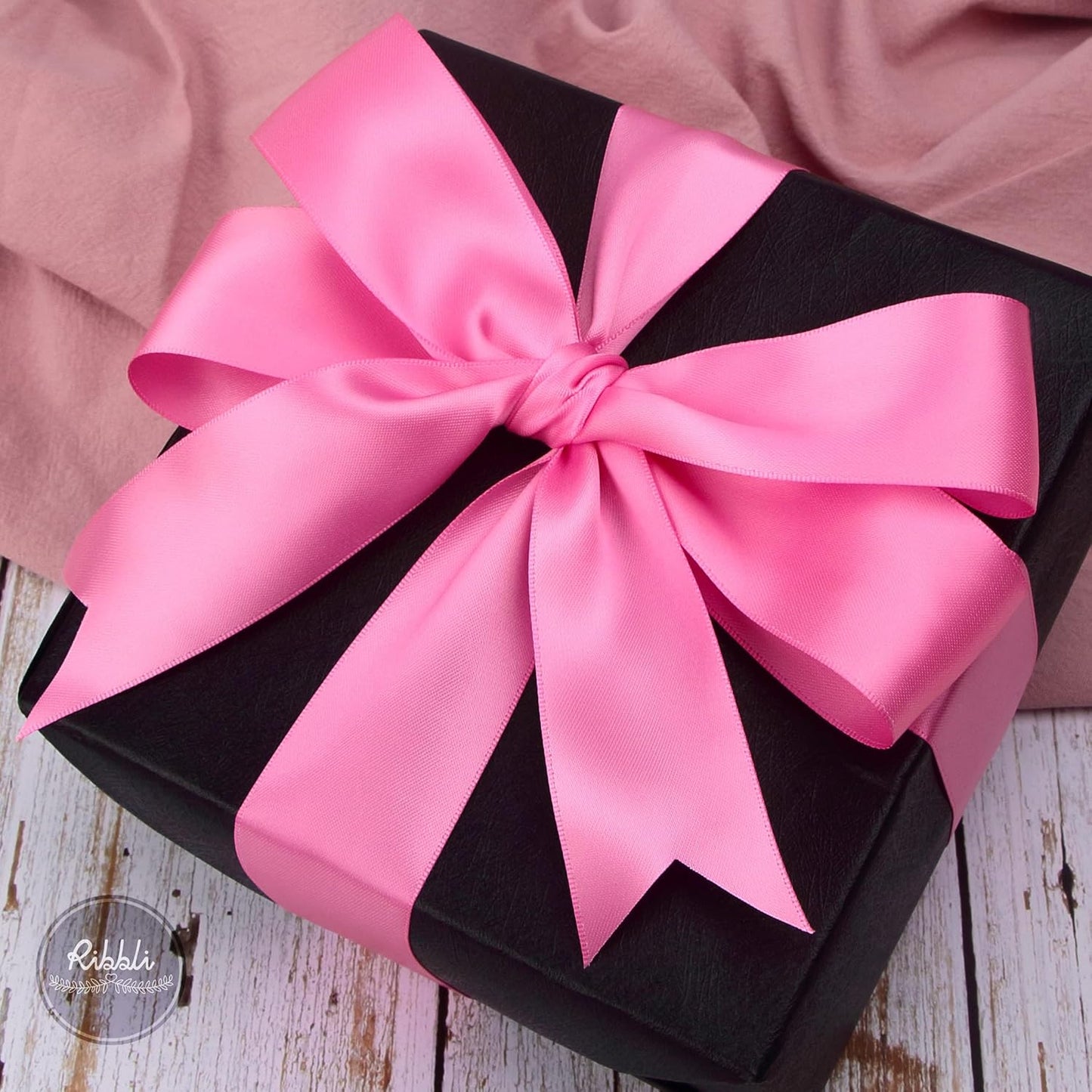 Ribbli Hot Pink Double Faced Satin Ribbon,1-1/2” x Continuous 25 Yards,Use for Bows Bouquet,Gift Wrapping,Floral Arrangement