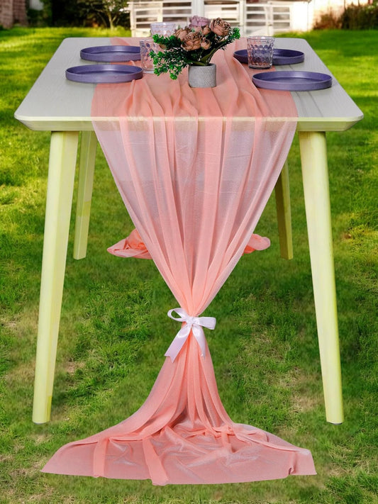 MDS Halloween Chiffon Table Runner - 20 Pack, 29 x 170 Inches, 14ft Each - Sheer Spooky Table Runners for Haunted House Parties, Trick-or-Treat Tables, Witchy Décor, Wedding & Events - Peach