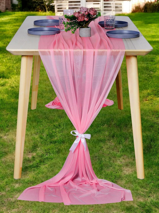 MDS Halloween Chiffon Table Runner - 20 Pack, 29 x 170 Inches, 14ft Each - Sheer Spooky Table Runners for Haunted House Parties, Trick-or-Treat Tables, Witchy Décor, Wedding & Events - Coral